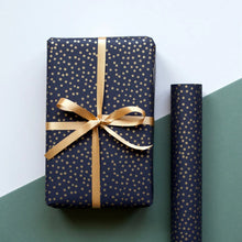 Load image into Gallery viewer, Black with Gold Dot Kraft Wrapping Paper (5m roll)