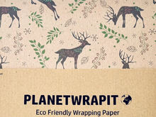 Load image into Gallery viewer, Festive Reindeer Kraft Wrapping Paper (3m roll)