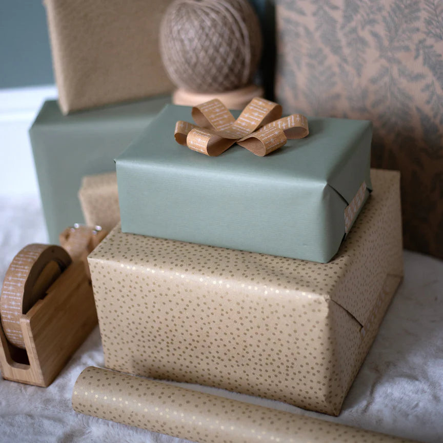 Brown with Gold Dot Kraft Wrapping Paper (5m roll)