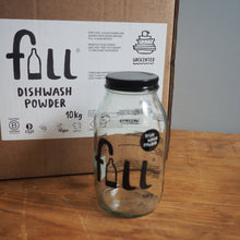 Load image into Gallery viewer, Dishwash powder bottle and packaging on a wooden surface

