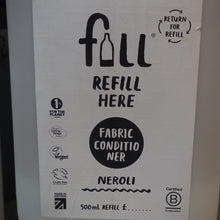 Load image into Gallery viewer, Fabric conditioner refill container with label indicating 'Refill Here' and product details.
