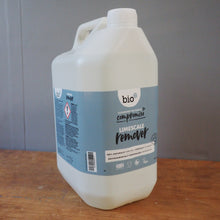Load image into Gallery viewer, A large white plastic jug of 'bio' Cleanfingers enzymatic liquid cleaner with a blue label, lying on a wooden surface next to a gray floor.
