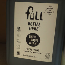 Load image into Gallery viewer, Bottle with a refillable label for bathroom cleaning product on a neutral background
