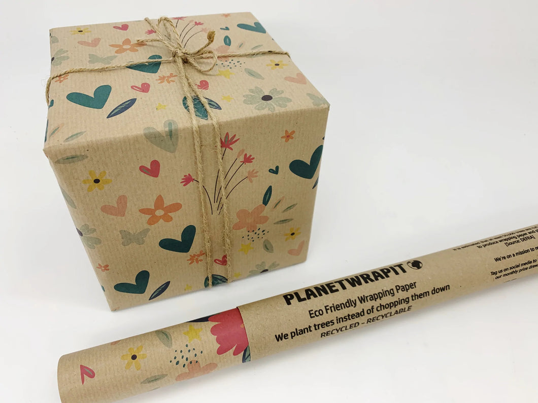 Kraft Flower Wrapping Paper (3m roll)