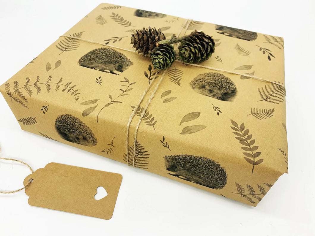 Kraft Hedgehog Wrapping Paper (3m roll)
