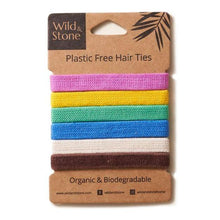 Load image into Gallery viewer, Plastic Free Hair Ties- 6 pack (multicoloured, natural, black or blonde)
